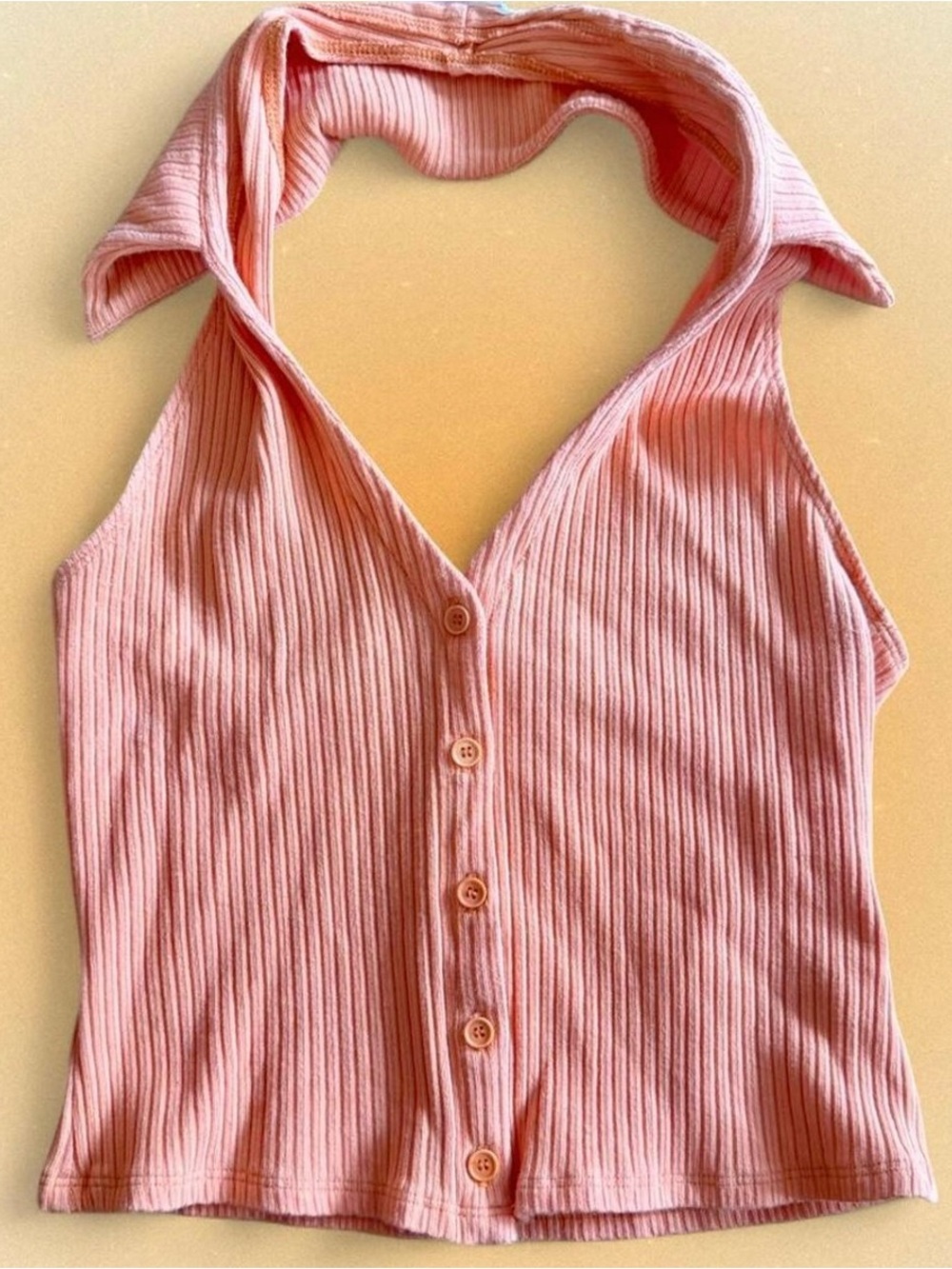 Reformation Bryleigh Halter Button-Front Tank Top - Tangerine